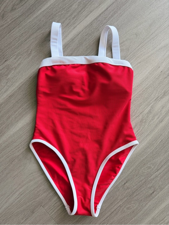 LainSnow Other - LainSnow Red One-Piece Swimsuit with White Trim Straps